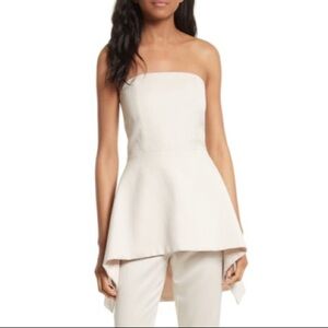 Alice + Olivia Cream Strapless Peplum Top
